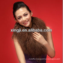 dyed brown color mongolian sheep fur collar